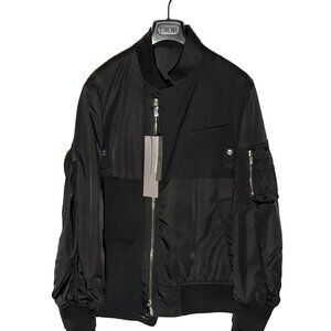 Dior X Sacai FW21 Black Hybrid Zip-up Bomber Jacket